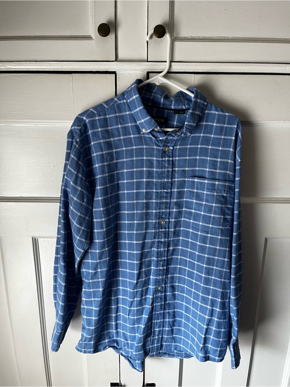 Orvis Blue & White Plaid Button-Down Shirt - Men’s Size L